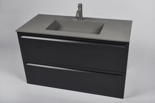 Тумба с раковиной Inda Piccadilly INDA Piccadilly 80MG Cemento 80х50 подвесная цвет черный - фото 3