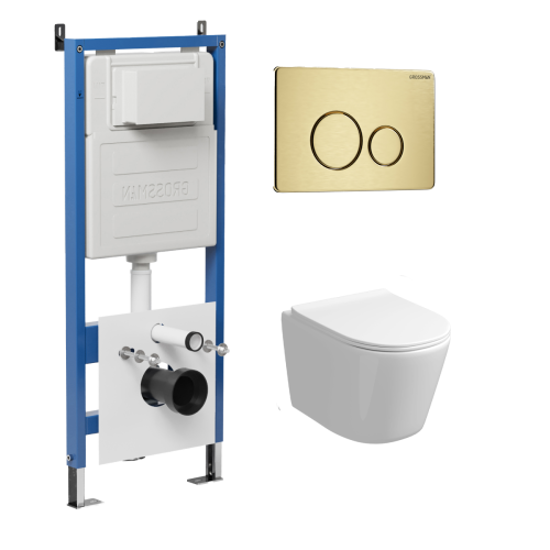 Инсталляция + кнопка смыва + унитаз Grossman Style 97.4477SQ.05.32M - фото 2