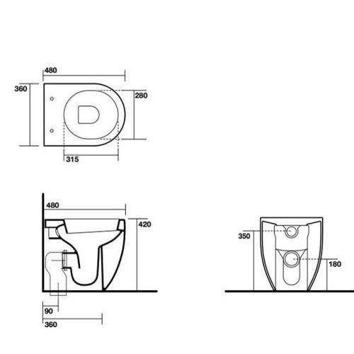 Чаша унитаза приставная Kerasan Flo 311401 цвет белый без сиденья душевой смыв - фото 2