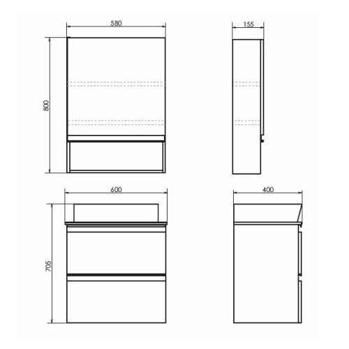 Тумба с раковиной Comforty Эдинбург 00-00005700CF 60х40 подвесная цвет серый - фото 2