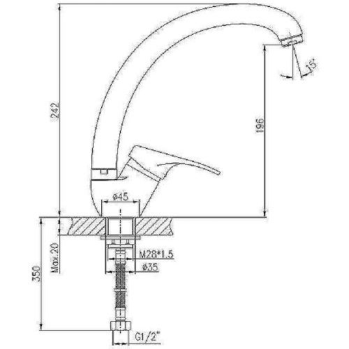 Смеситель для кухни Haiba HB13-1 HB4313-1 на мойку хром - фото 3
