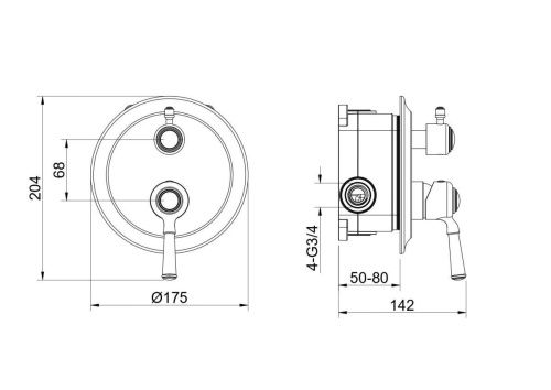 Смеситель для ванны Aquatek КЛАССИК AQ1546CR встраиваемый в стену хром - фото 4