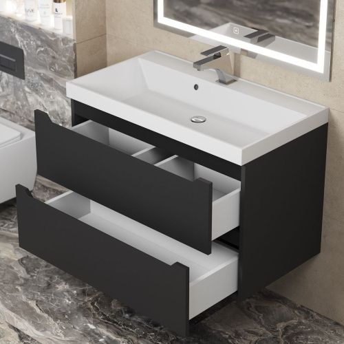 Тумба под раковину Uperwood Tanos 291020232 80х50 подвесная цвет черный - фото 4