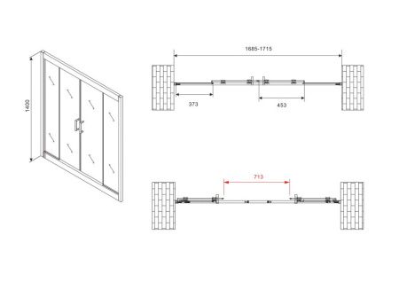 Душевая шторка на ванну Abber Schwarzer Diamant AG57170M 170х140 стекло матовое профиль хром ориентация универсальная