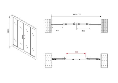 Душевая шторка на ванну Abber Schwarzer Diamant AG57170M 170х140 стекло матовое профиль хром ориентация универсальная - фото 4