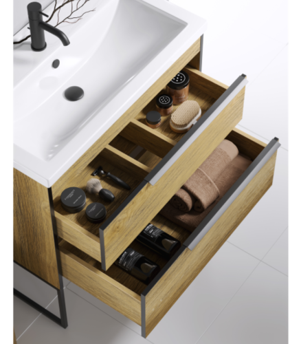 Тумба под раковину Aqwella Y FRG0108DB 80х40 подвесная цвет коричневый - фото 4