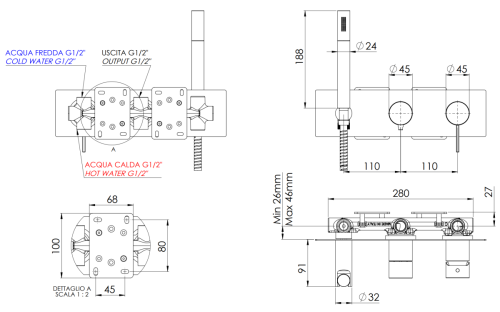 Смеситель для душа Remer Metrica MC97D2XV встраиваемый в стену сталь - фото 2