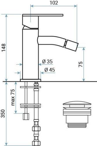 Смеситель Emmevi Filoinox 85004/IN на биде никель - фото 2