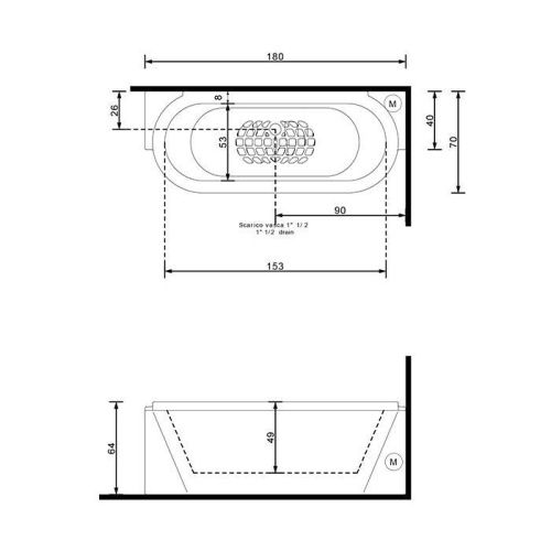 Ванна акриловая Gruppo Treesse Playa V8187DV8187DBN8FDSBN8FDS 180х70 отдельностоящая овальная - фото 2
