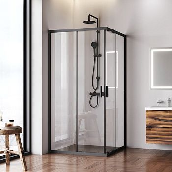 Душевой уголок Am.Pm Gem W90G-403-100100-BT 100х100 стекло прозрачное профиль черный без поддона