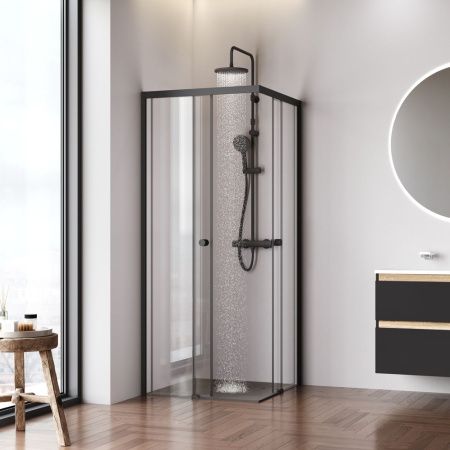 Душевой уголок Am.Pm X-joy W94G-403-8080-BТ1К 80х80 стекло прозрачное профиль черный без поддона