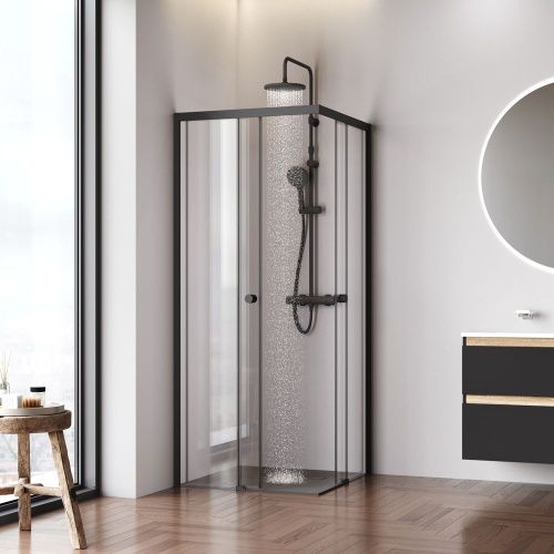 Душевой уголок Am.Pm X-joy W94G-403-8080-BТ1К 80х80 стекло прозрачное профиль черный без поддона - фото 3