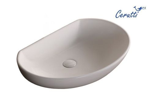 Раковина из сантехнического фарфора Cerutti SPA CR7074 60х40 накладная цвет белый без отверстий под смеситель - фото 2