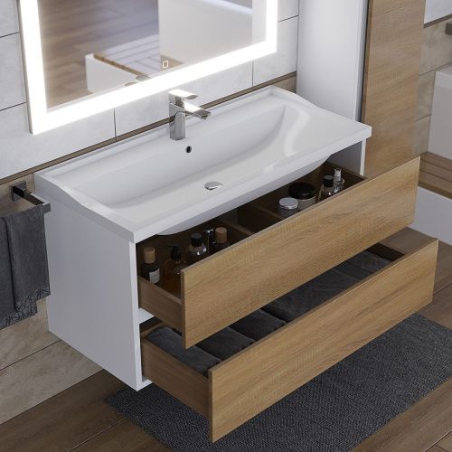 Раковина из искусственного камня Uperwood Family 293020631 100х50 полувстраиваемая цвет белый - фото 3