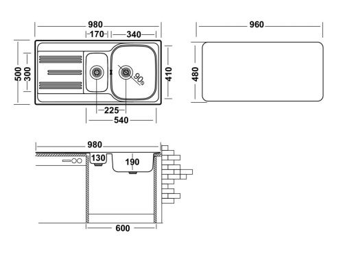 Кухонная мойка Ukinox Гранд GRL980.500 15GT8K -O 100х50 цвет нержавеющая сталь поверхность полированная - фото 3