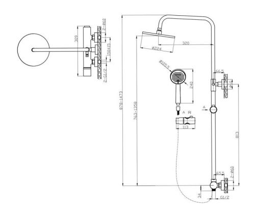 Душевая стойка Bronze de Luxe 24612CM настенная цвет хром - фото 3