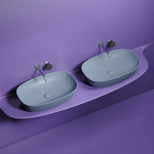 Раковина из сантехнического фарфора Ceramica Nova ELEMENT CN6049MHL 60х40 накладная цвет голубой без отверстий под смеситель - фото 2