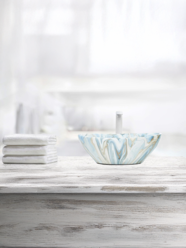 Раковина из сантехнического фаянса WeltWasser WW SK 10000004551 30 см накладная цвет белый/серый/голубой без отверстий под смеситель - фото 4