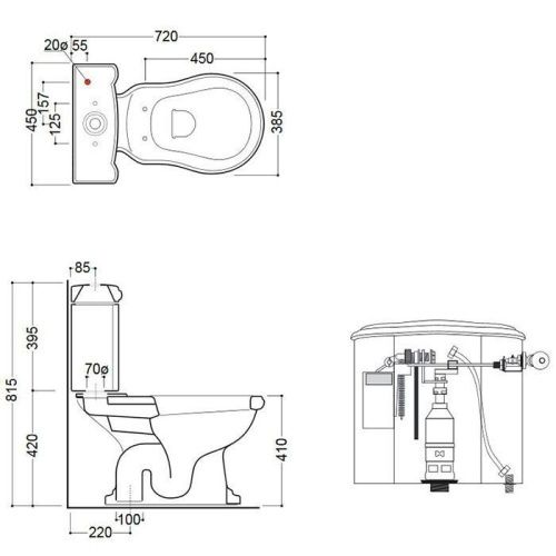 Чаша унитаза напольная Kerasan Retro 101201 цвет белый без бачка без сиденья душевой смыв - фото 2