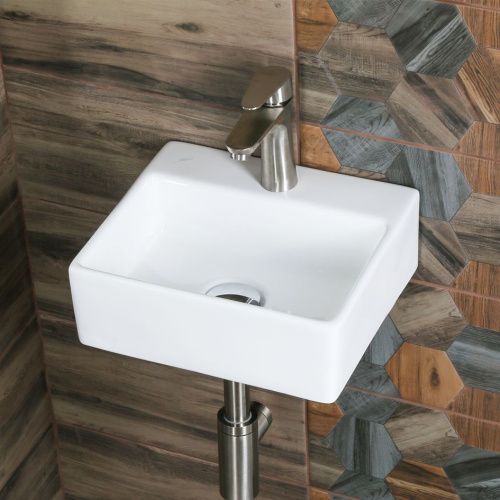 Раковина из сантехнического фарфора Melana 7440A-805 30х30 накладная цвет белый 1 отверстие под смеситель - фото 3