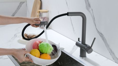 Смеситель для кухни Paulmark SERPENTINE Se213222-GRM на мойку серый - фото 4