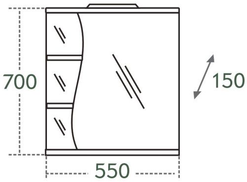 Зеркало-шкаф СанТа Волна 101010 60х70 подвесной цвет белый - фото 3