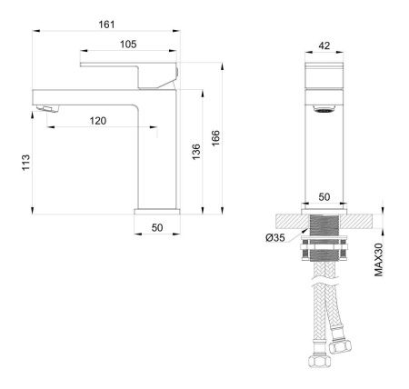 Смеситель Wonzon & Woghand Cube WW-88139016-BGM на раковину серый