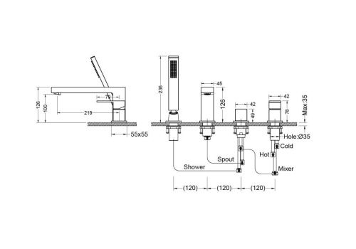 Смеситель Aquatek ЛИБРА AQ1648CR на борт ванны хром - фото 3