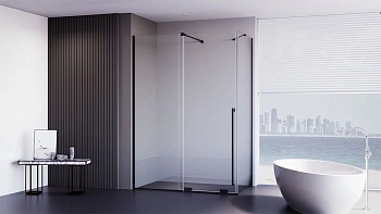 Душевой уголок Veconi Premium Trento PTC50-SP-15090-B-01-C4 150х90 стекло прозрачное профиль черный без поддона