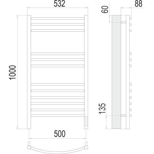 Полотенцесушитель электрический Terminus 4670078527325 55х100 хром - фото 3