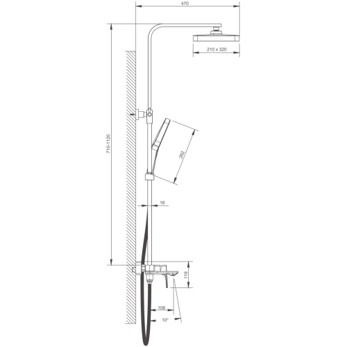 Душевая стойка Belz B709 B24709 настенная цвет хром - фото 2