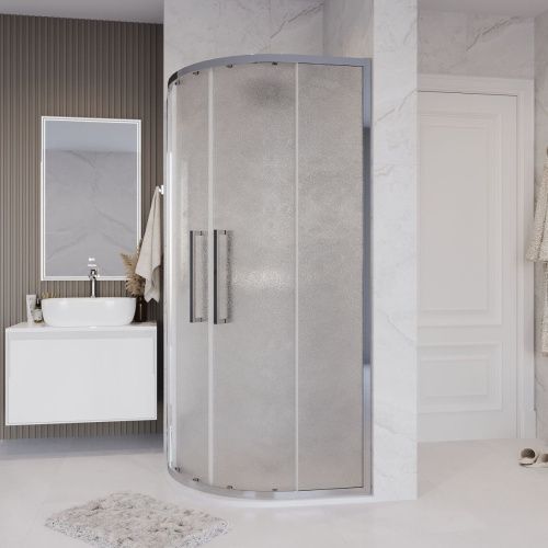 Душевой уголок Grossman Cosmo 301.K33.02.8080.10.02 80х80 стекло текстурное профиль хром без поддона - фото 3