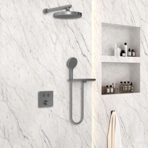 Душевая система Vincea VSFW-4I212RGM встраиваемая в стену цвет вороненая сталь