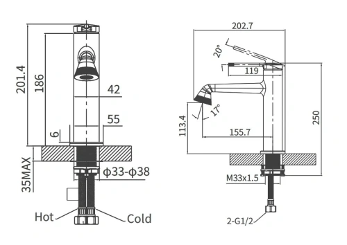 Смеситель Arrow AMP11855LF90 на раковину серый - фото 3