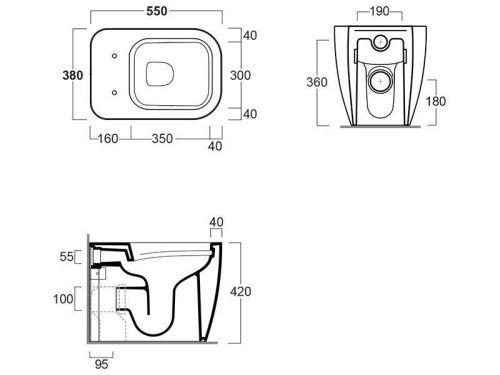 Чаша унитаза приставная Simas HE 01 bia цвет белый без сиденья безободковая душевой смыв - фото 3