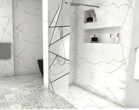 Душевая перегородка Cerutti SPA PICK T120 120х190 стекло прозрачное/матовое профиль хром