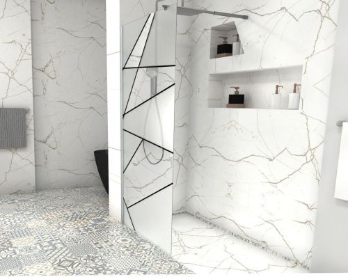 Душевая перегородка Cerutti SPA PICK T90 90х190 стекло прозрачное/матовое профиль хром - фото 2