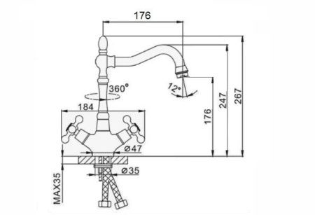 Смеситель для кухни D-Lin D155816-1 на мойку бронза