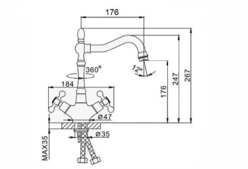 Смеситель для кухни D-Lin D155816-1 на мойку бронза - фото 2