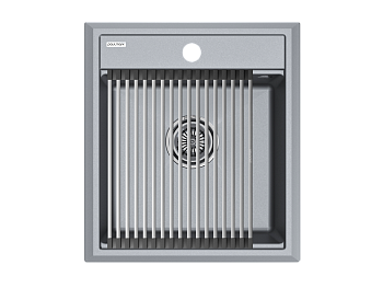 Кухонная мойка + коландер Paulmark PM114651-GRM+R375-BS 45х50 цвет серый