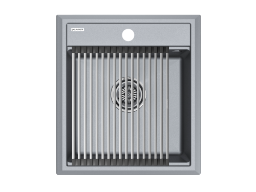 Кухонная мойка + коландер Paulmark PM114651-GRM+R375-BS 45х50 цвет серый