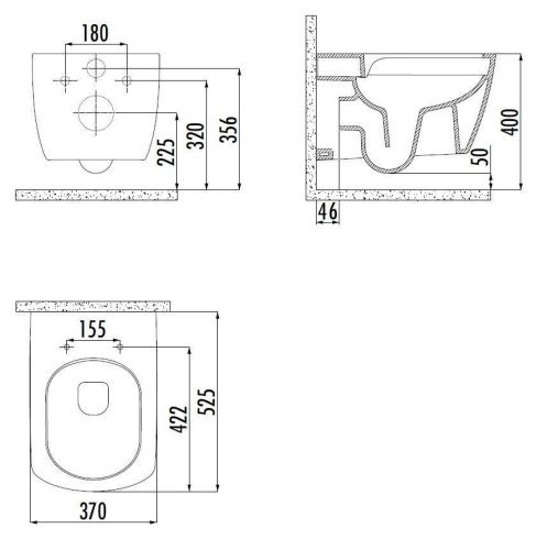 Чаша унитаза подвесная Creavit Elegant EG321-11CB00E-0000 цвет белый без сиденья душевой смыв - фото 2
