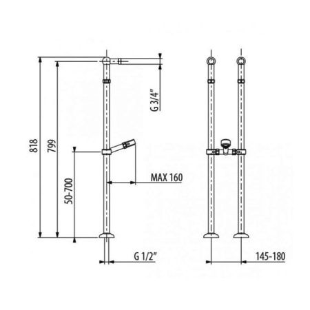 Комплект (2 шт) "ножек" для напольной установки смесителя Gattoni Accessori 1545/00С0
