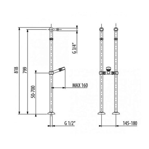 Комплект (2 шт) "ножек" для напольной установки смесителя Gattoni Complementi 1545/00V0 - фото 2