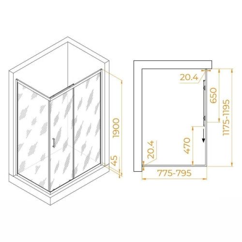Душевой уголок RGW Passage 410824582-11 120х80 стекло прозрачное профиль хром без поддона - фото 2