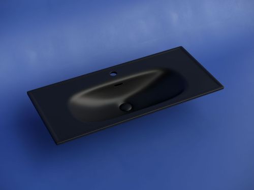 Раковина из сантехнического фарфора Ceramica Nova SABO CN13003MB 100х50 накладная цвет черный 1 отверстие под смеситель - фото 2