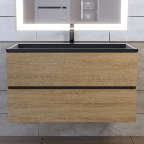 Тумба с раковиной Uperwood Barsa 298301044 90х50 цвет коричневый/черный - фото 3