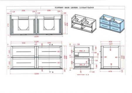 Тумба под раковину Cezares TIFFANY 55244 120х50 подвесная цвет серый