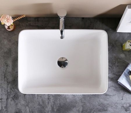 Раковина из сантехнического фаянса CeramaLux 9103 50х40 накладная цвет белый без отверстий под смеситель