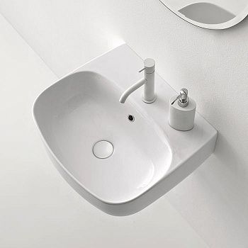 Раковина из сантехнического фарфора Kerasan Nolita 534001*1 50х50 накладная цвет белый 1 отверстие под смеситель